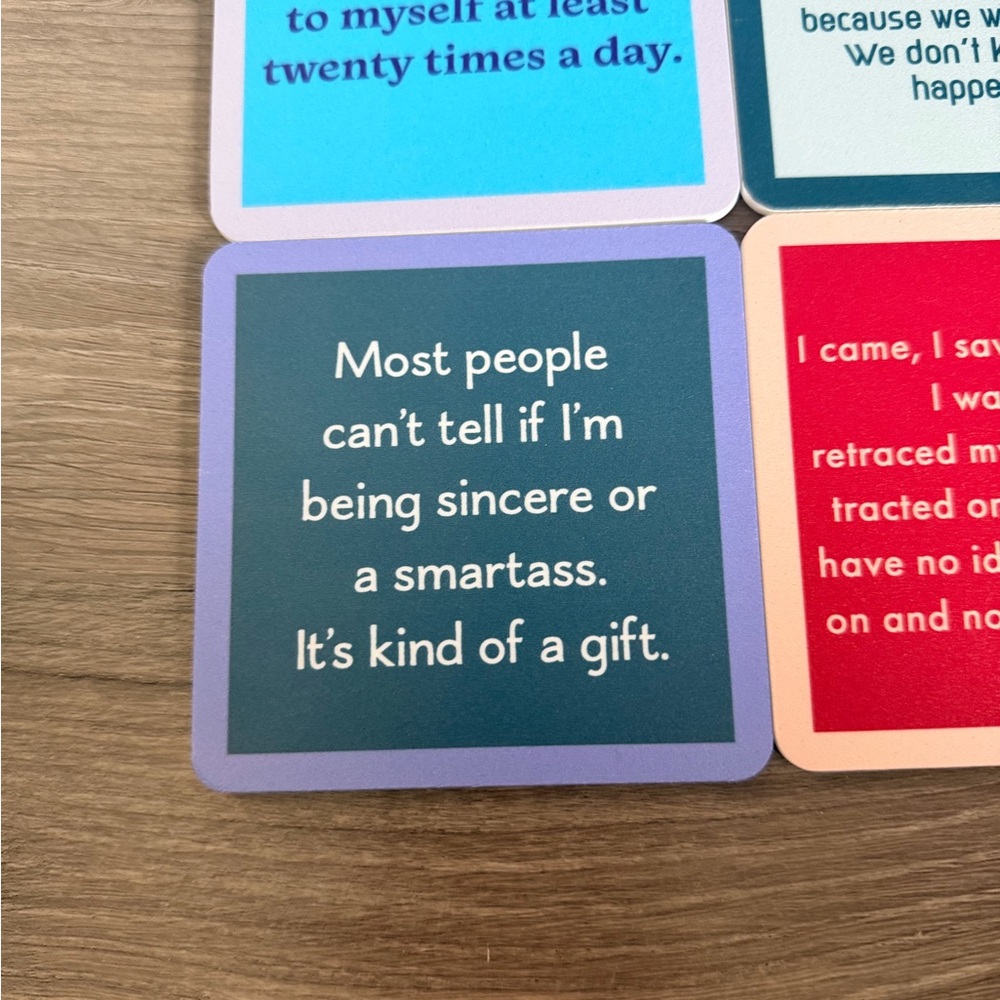 Humorous Quote Coasters Set — Multi-Color Decorative Coasters - Picture 5 of 15